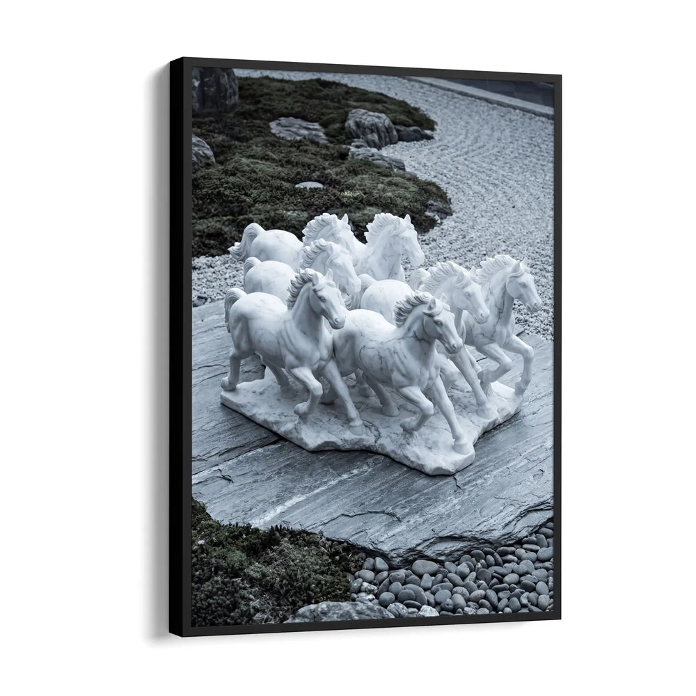 Marble Zen Gallop - 7 Horses Wall Art
