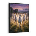 Golden Aura Victory — 7 Horses Vastu Art