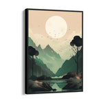 Emerald Valley Moonrise – Landscape Modern Wall Art - Pillow Fights