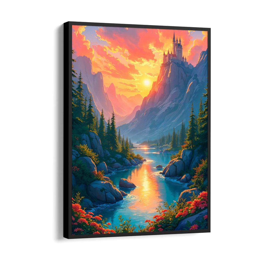 Sunlit Castle Valley River – Landscape Modern Wall Art - Pillow Fights