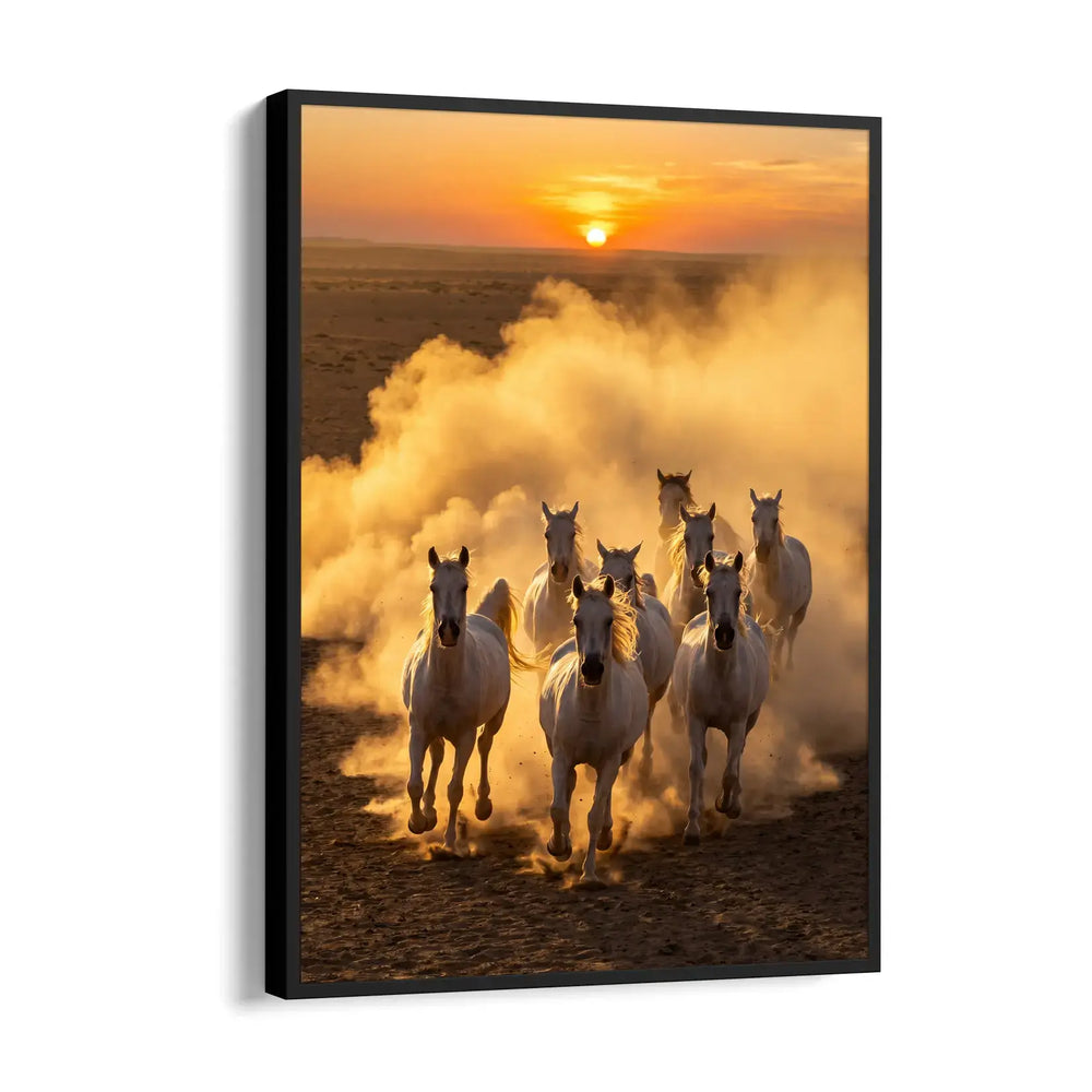 Desert Sunfire Gallop — 7 Horses Wall Art