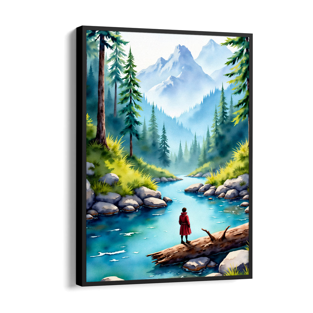 Serene Mountain River View – Landscape Modern Wall Art - Pillow Fights