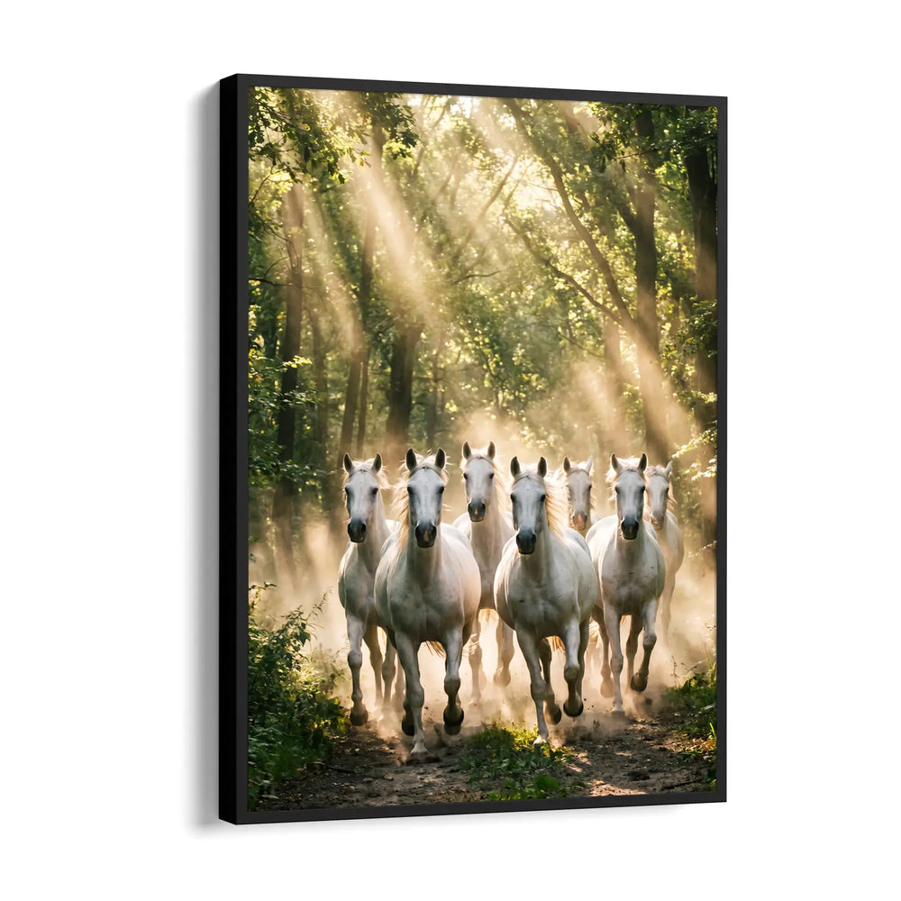 Enchanted Forest Gallop — 7 Horses Vastu Art