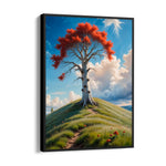 Scarlet Crown Hilltree – Landscape Modern Wall Art - Pillow Fights