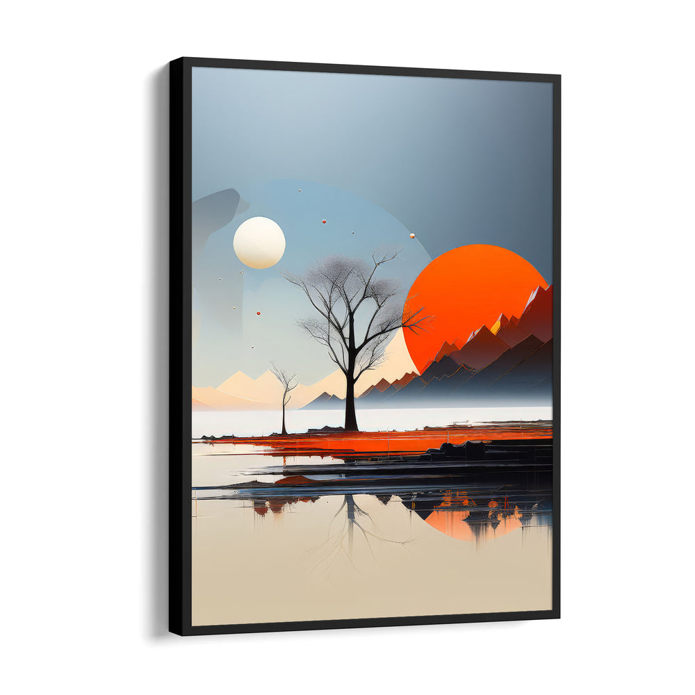 Twin Suns Silent Lake - Landscape Modern Wall Art