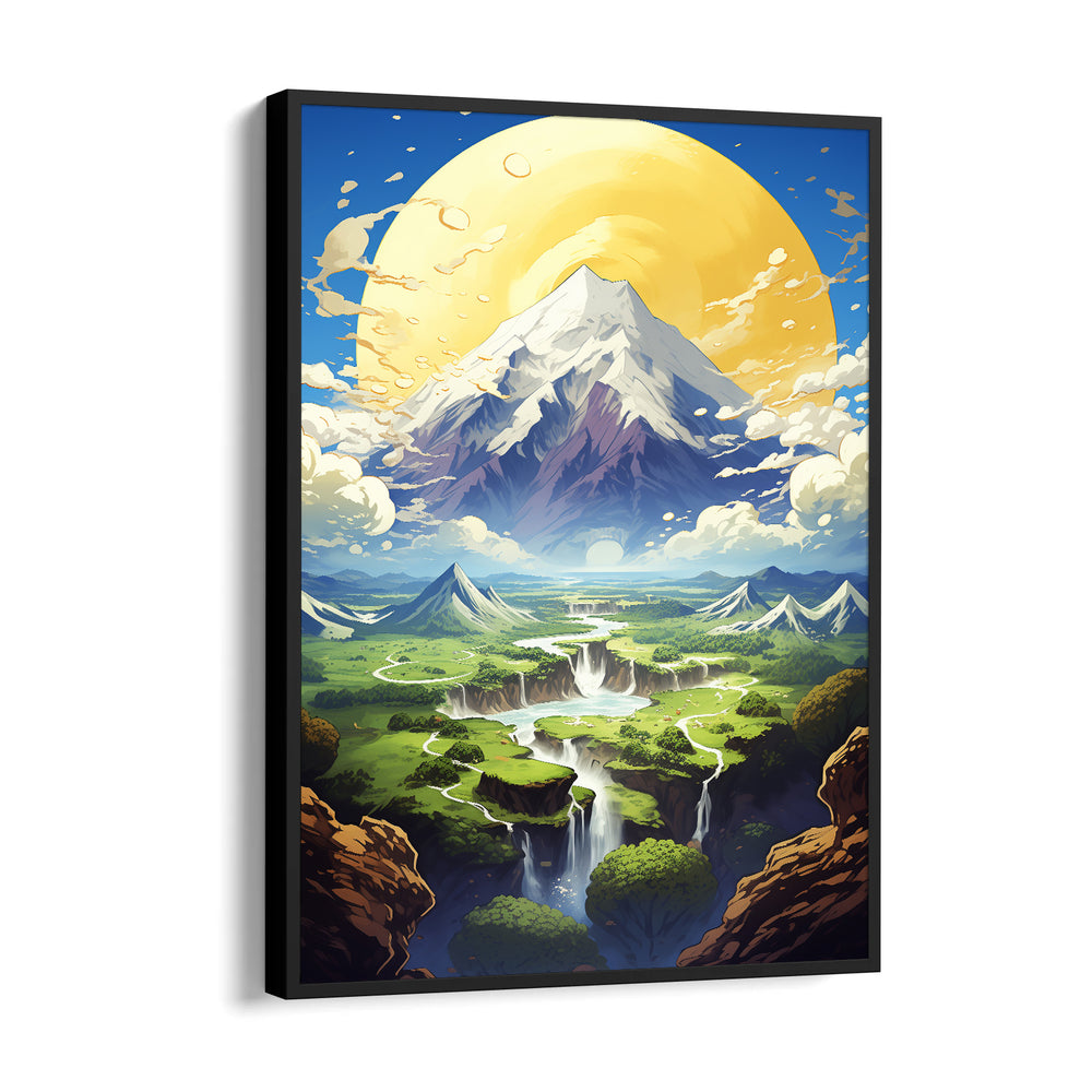 Celestial Summit Waterfall Valley – Landscape Modern Wall Art - Pillow Fights