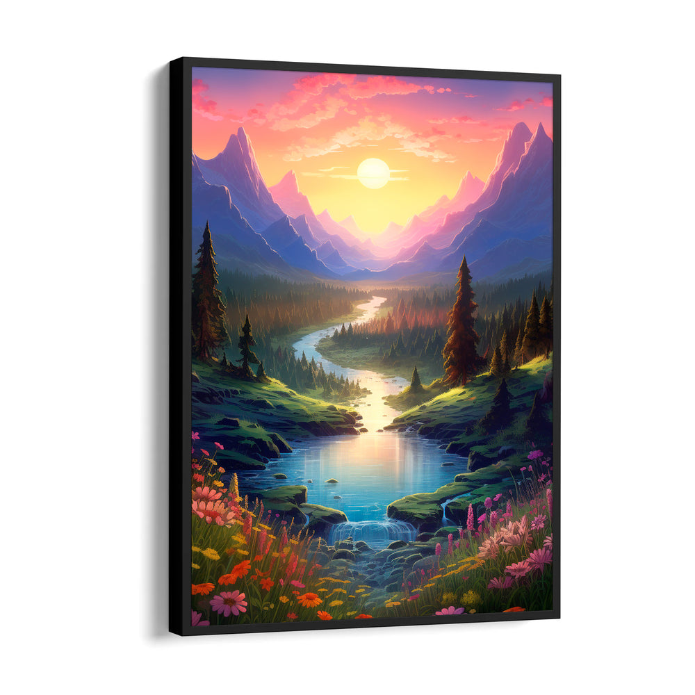 Eternal Sunrise Valley River - Landscape Modern Wall Art