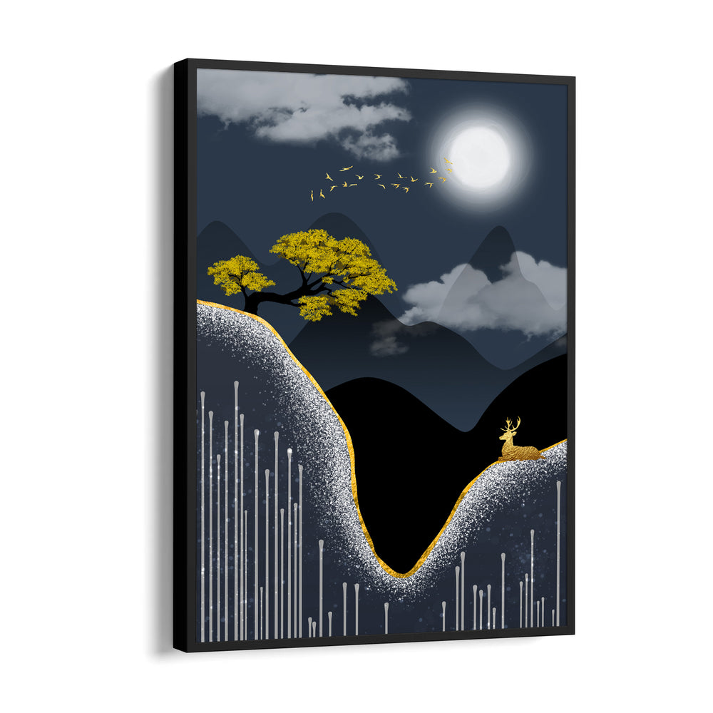 Moonlit Golden Valley – Landscape Modern Wall Art - Pillow Fights