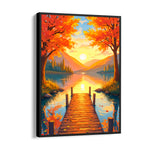 Autumn Lake Sunrise Pier - Landscape Modern Wall Art