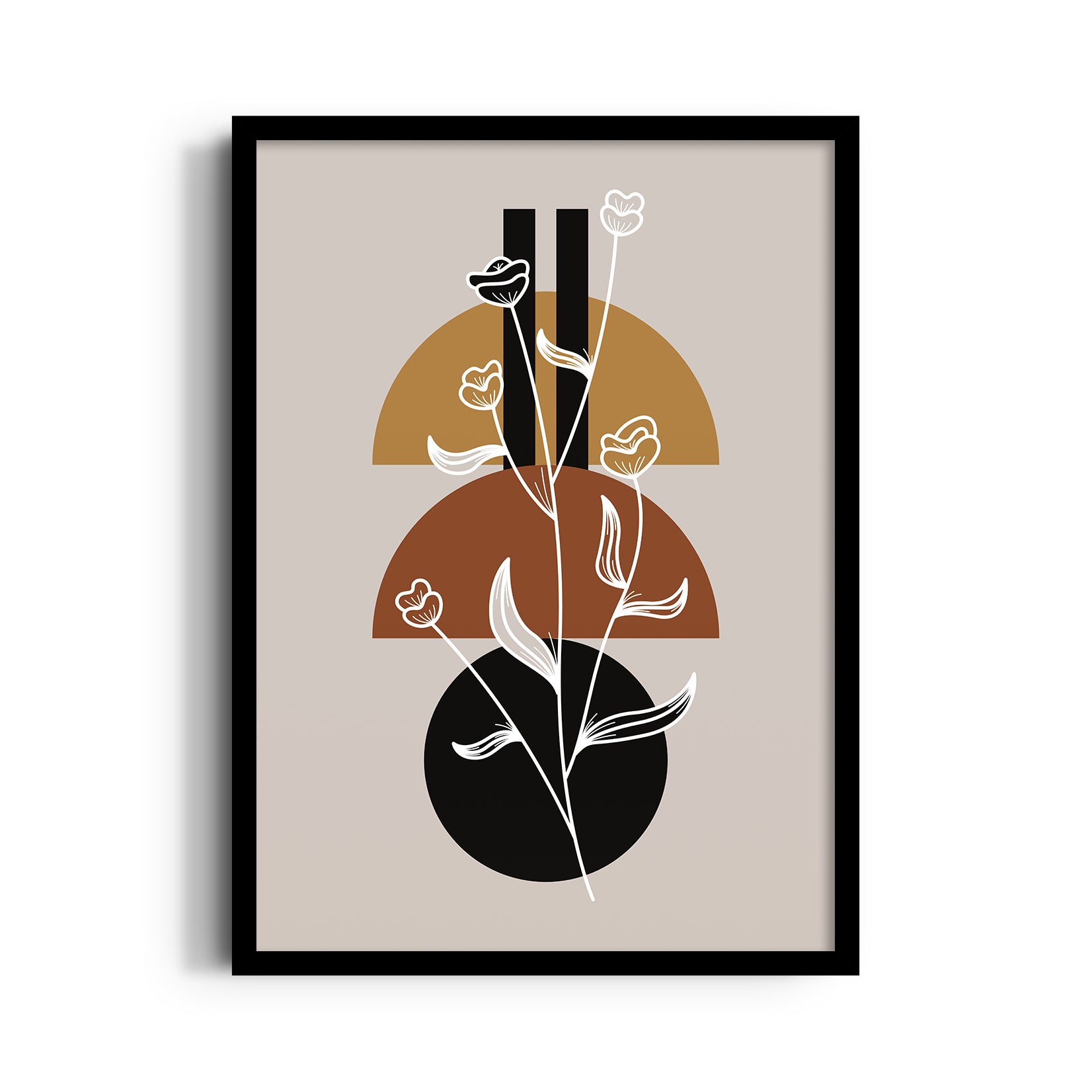 Boho Geometric Floral Contrast ??? Boho Modern Wall Art