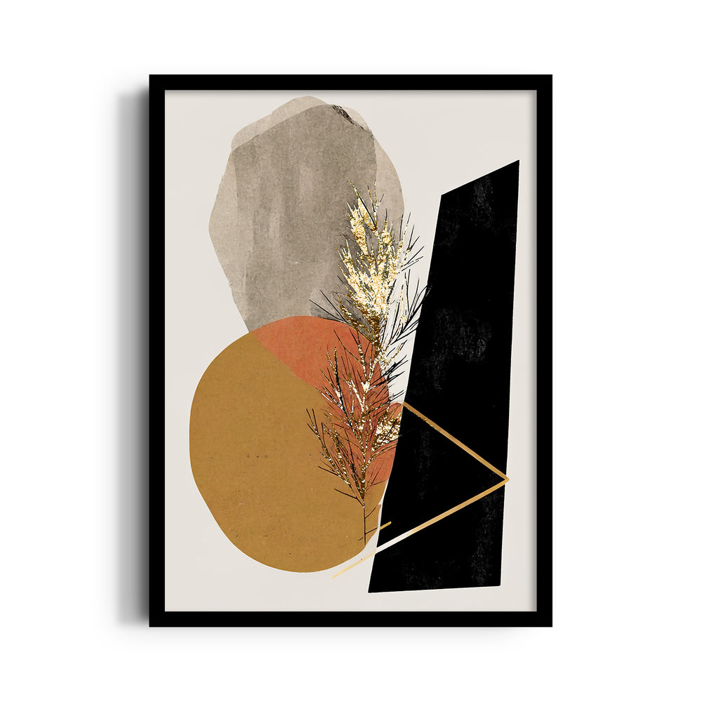 Golden Obsidian Botanical Fusion – Abstract Modern Art