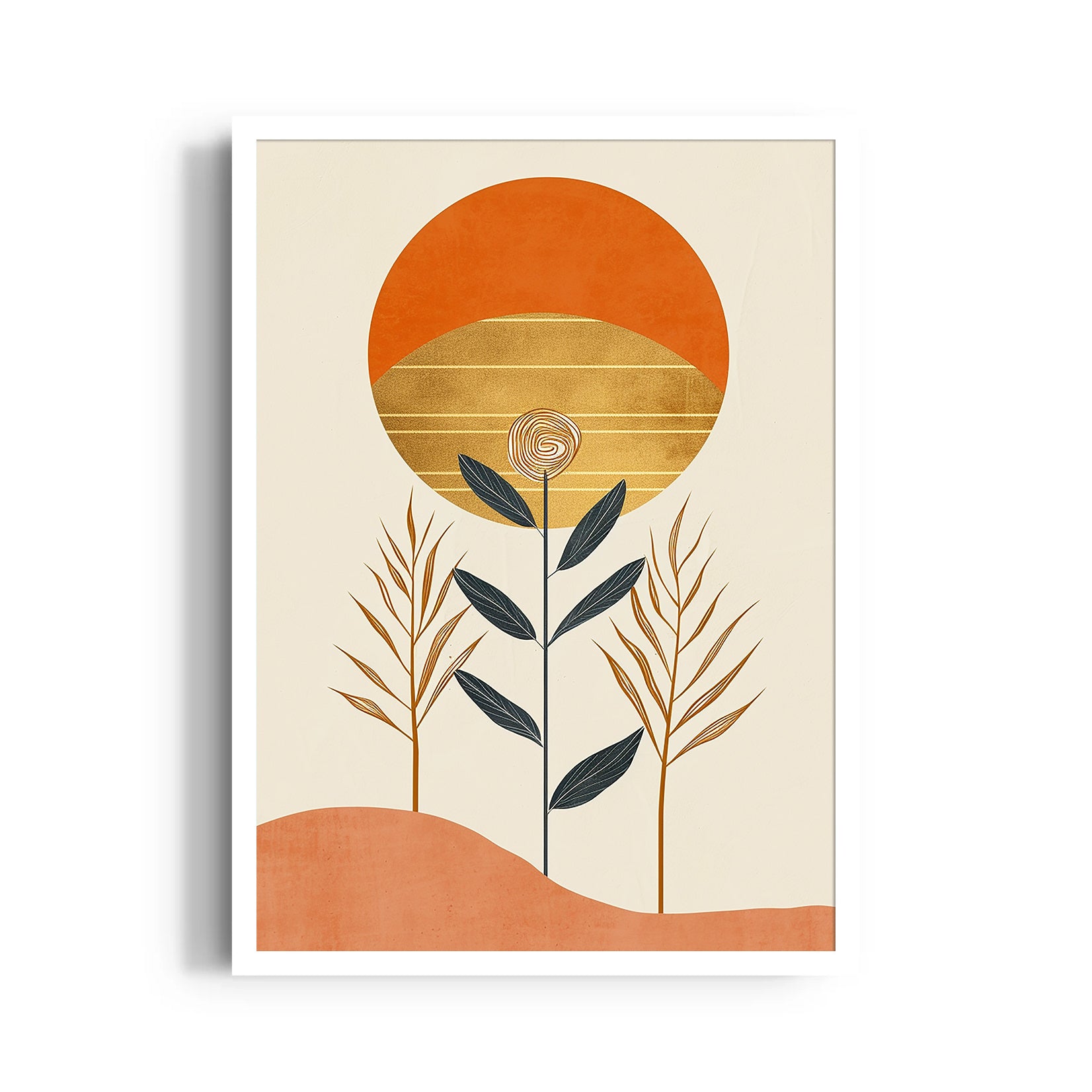 Boho Sunset Botanical Scene ??? Boho Modern Wall Art