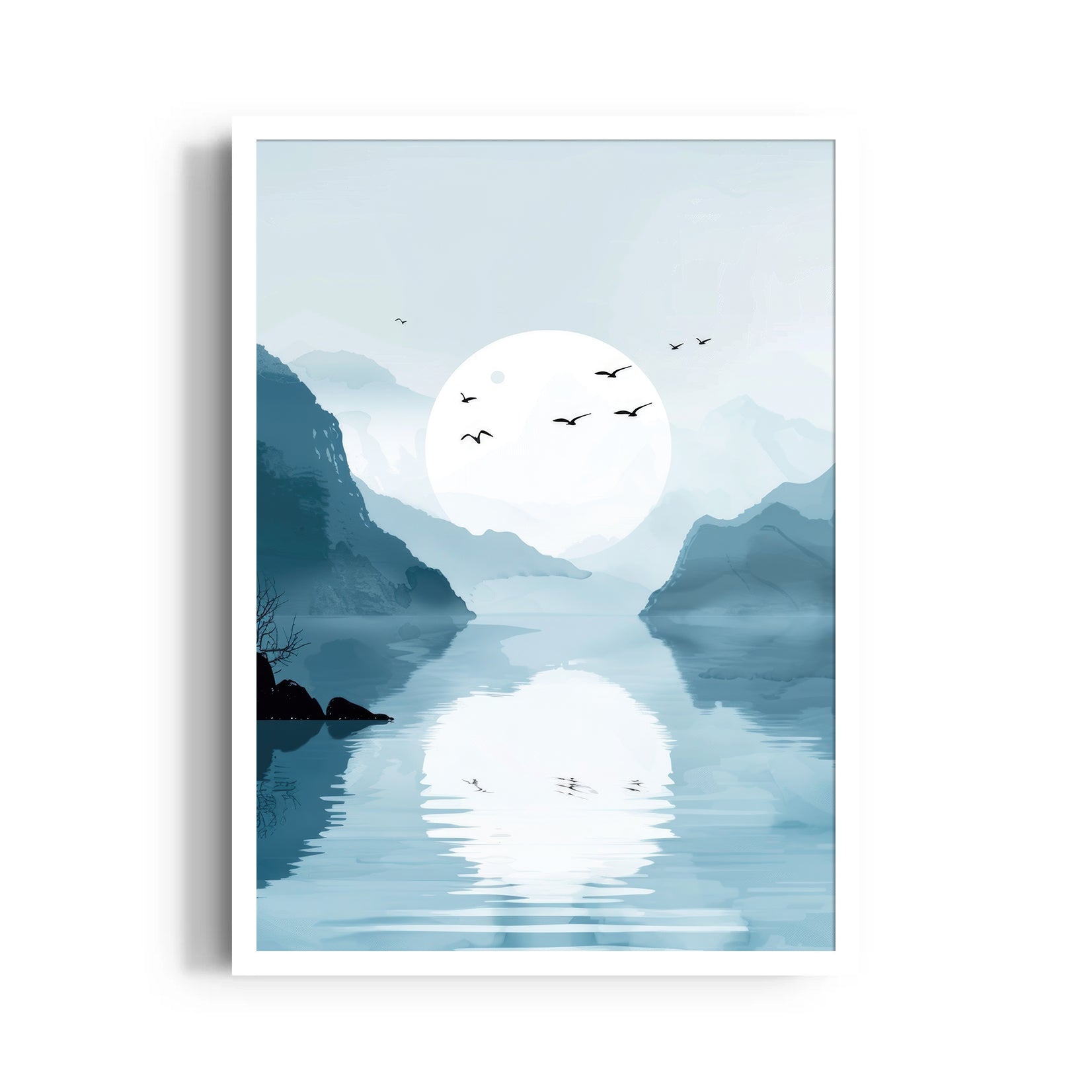 Silent Moonlake Mist - Landscape Modern Wall Art