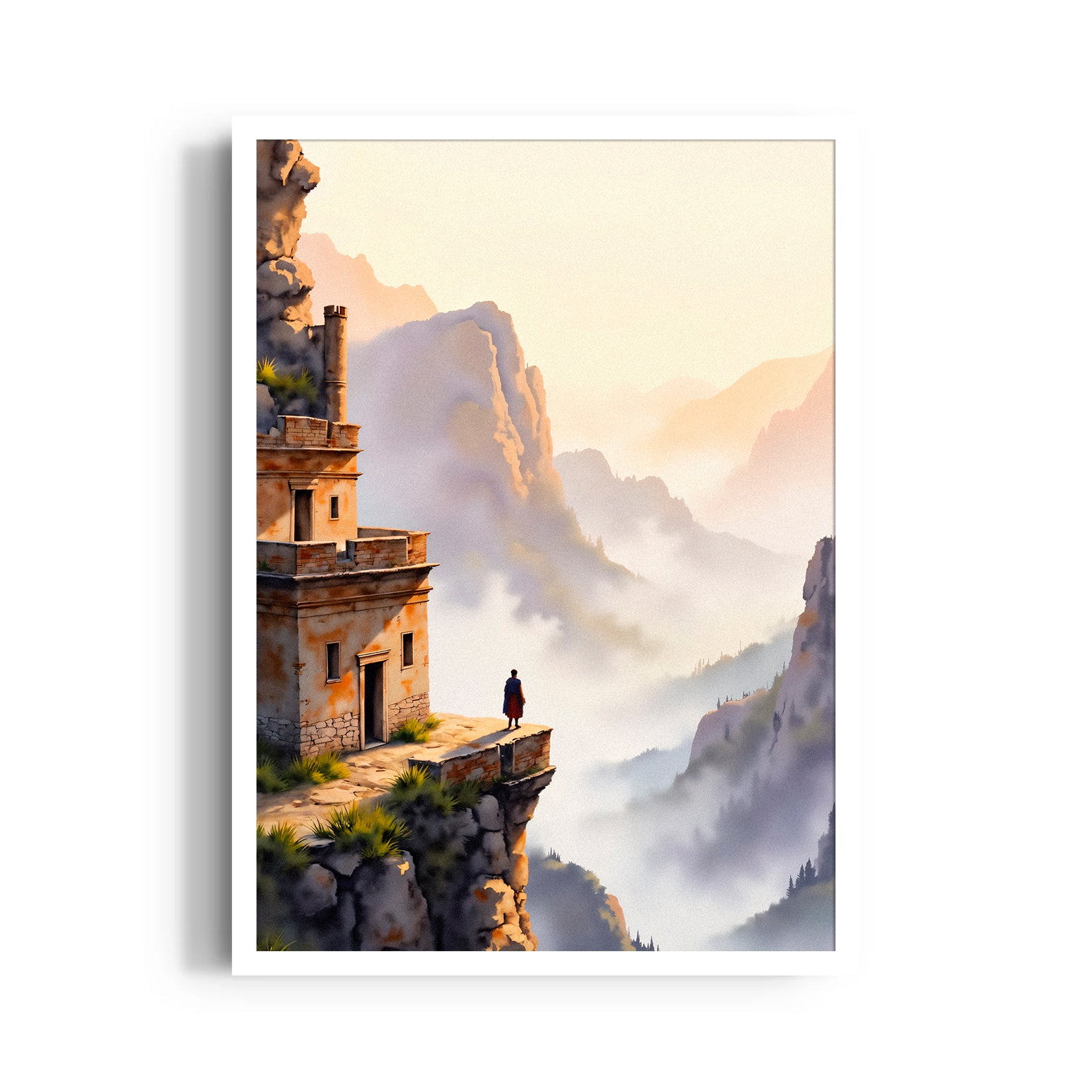 Cliffside Sanctuary Vista – Landscape Modern Wall Art - Pillow Fights