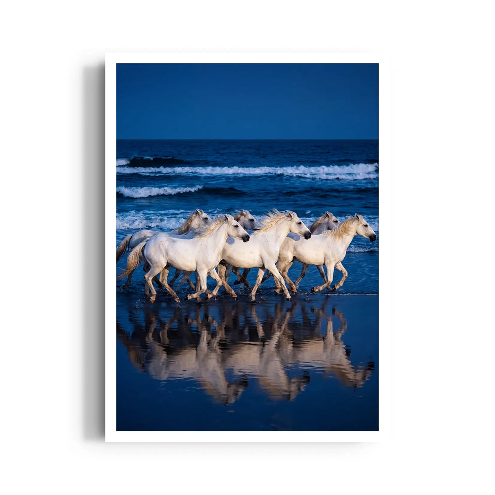 Cobalt Wave Gallop - 7 Horses Wall Art
