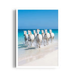 Azure Shoreline Sprint — 7 Horses Vastu Art
