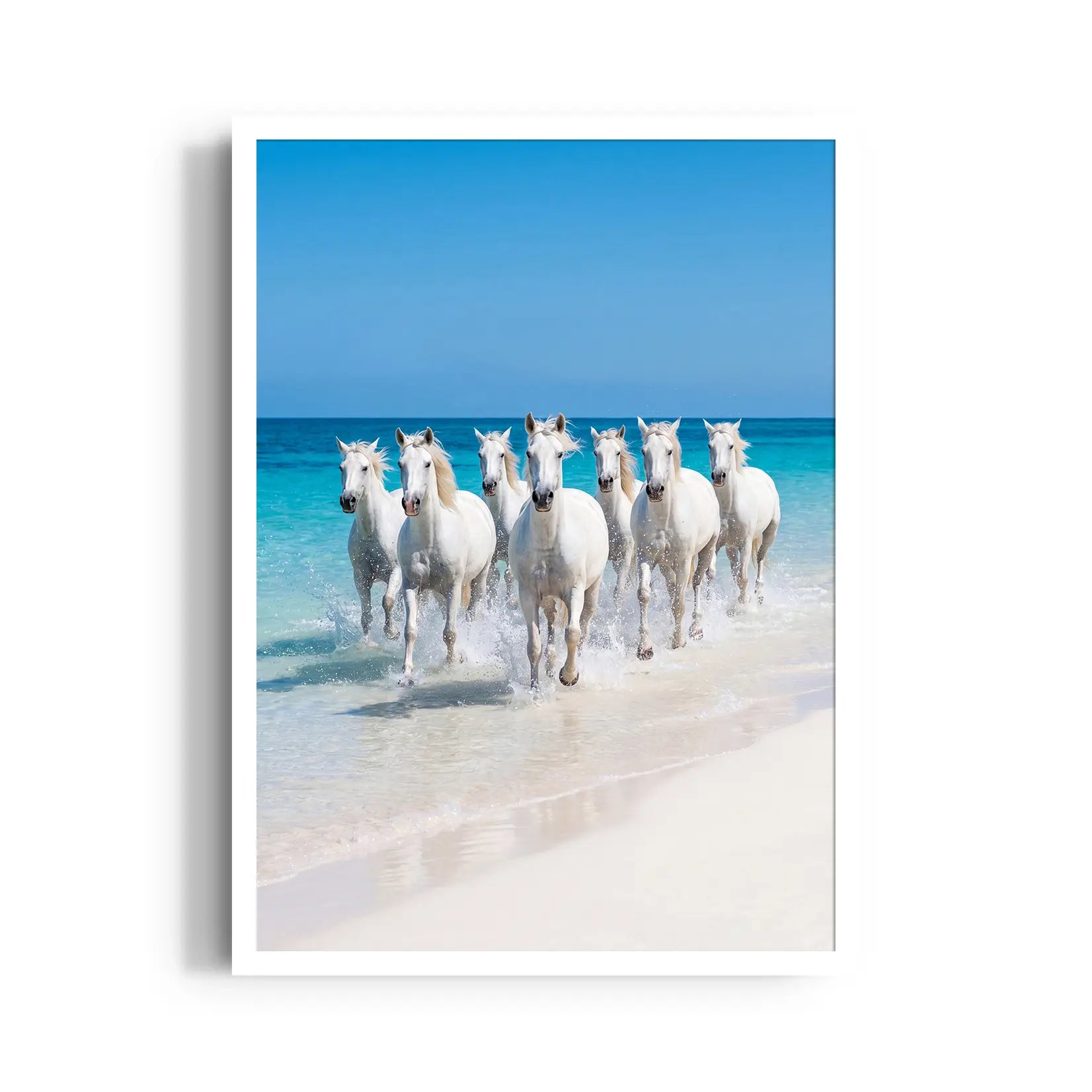Azure Shoreline Sprint — 7 Horses Vastu Art