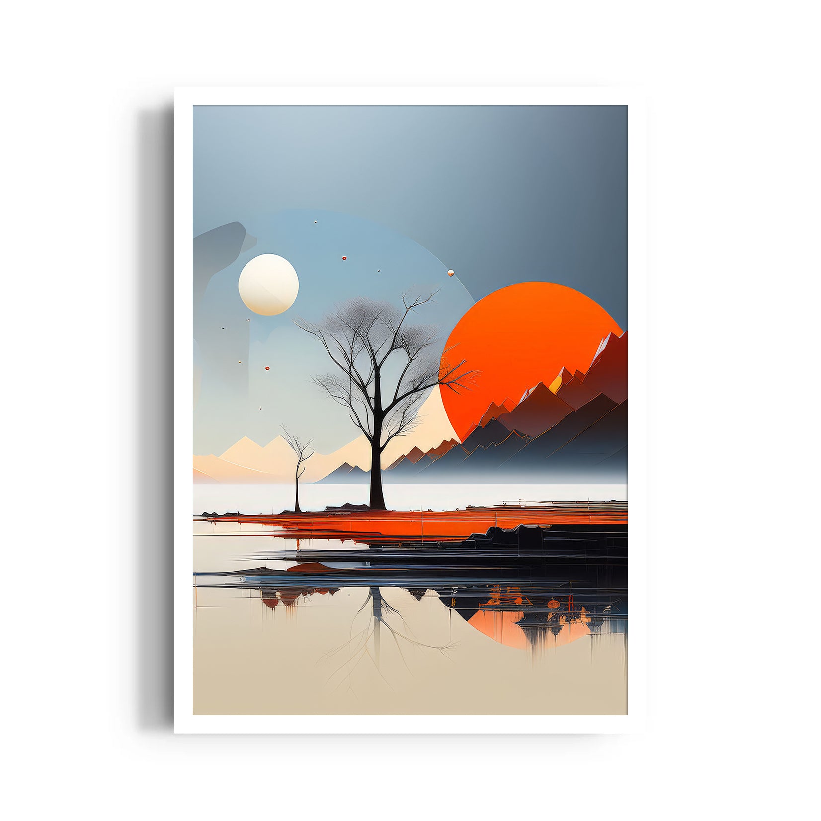 Twin Suns Silent Lake - Landscape Modern Wall Art