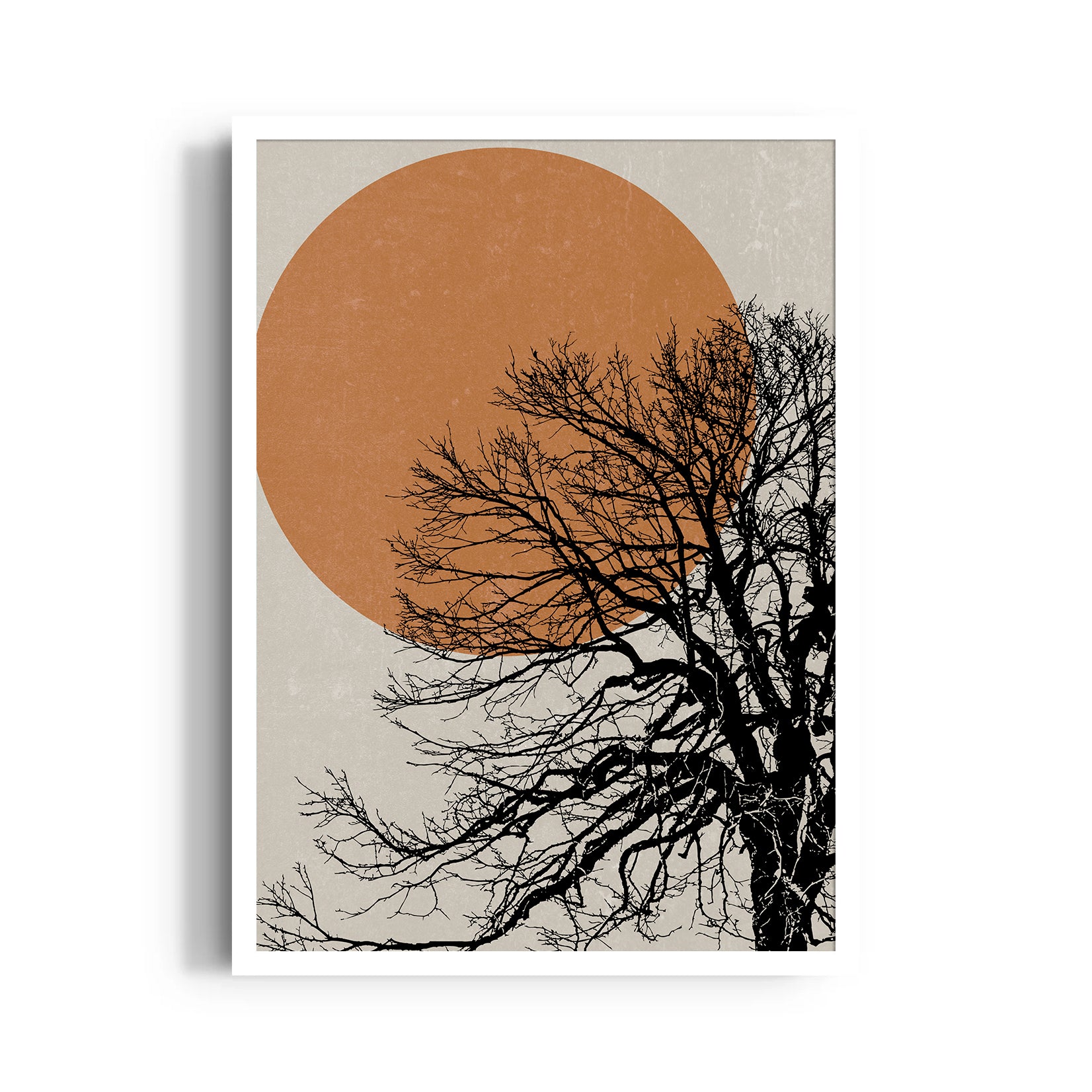 Amber Sun Bare Tree - Landscape Modern Wall Art