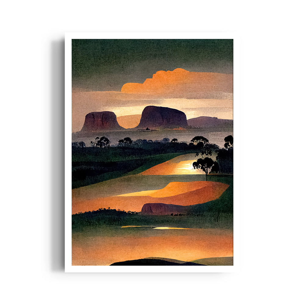 Amber Mesa Sunset – Landscape Modern Wall Art