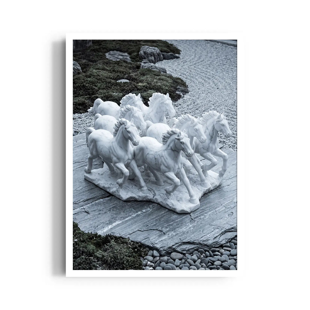 Marble Zen Gallop - 7 Horses Wall Art