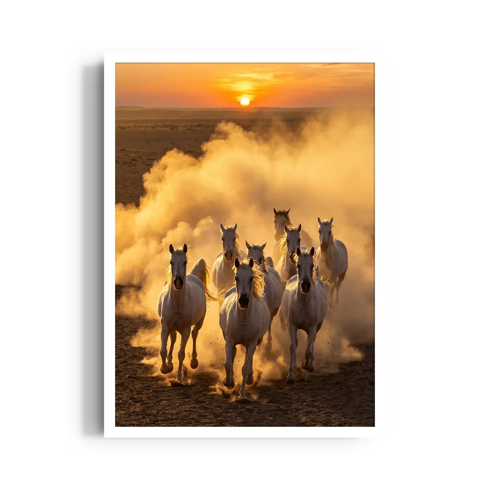 Desert Sunfire Gallop — 7 Horses Wall Art