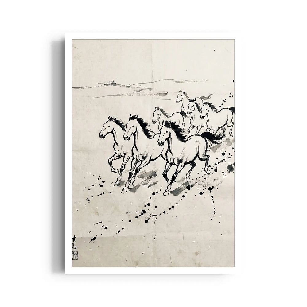 Ink Wash Heritage — 7 Horses Vastu Art