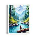 Serene Mountain River View – Landscape Modern Wall Art - Pillow Fights