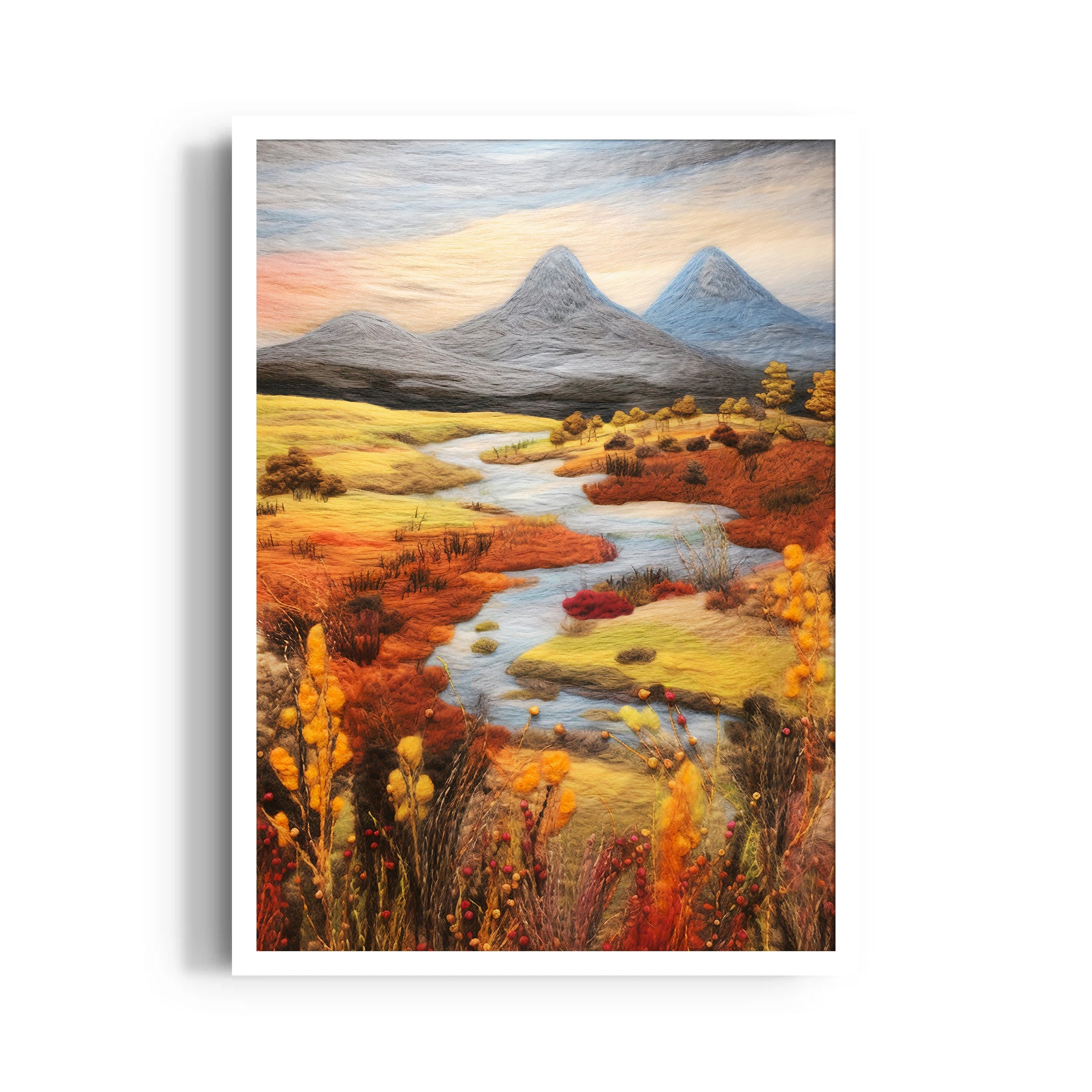 Autumn River Meadow - Landscape Modern Wall Art