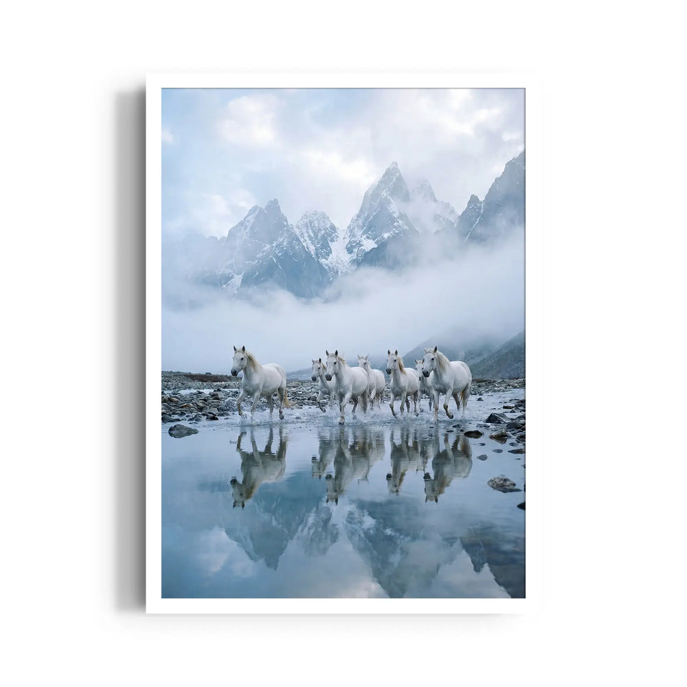 Alpine Reflection Surge — 7 Horses Vastu Art