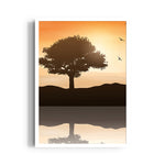 Amber Horizon Lone Tree – Landscape Modern Wall Art - Pillow Fights
