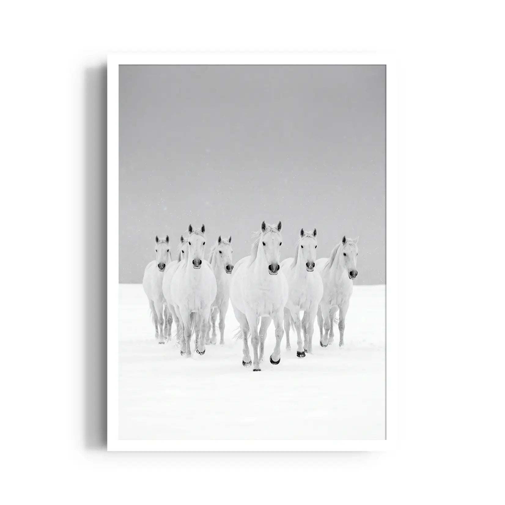 Arctic Frost Gallop — 7 Horses Vastu Art