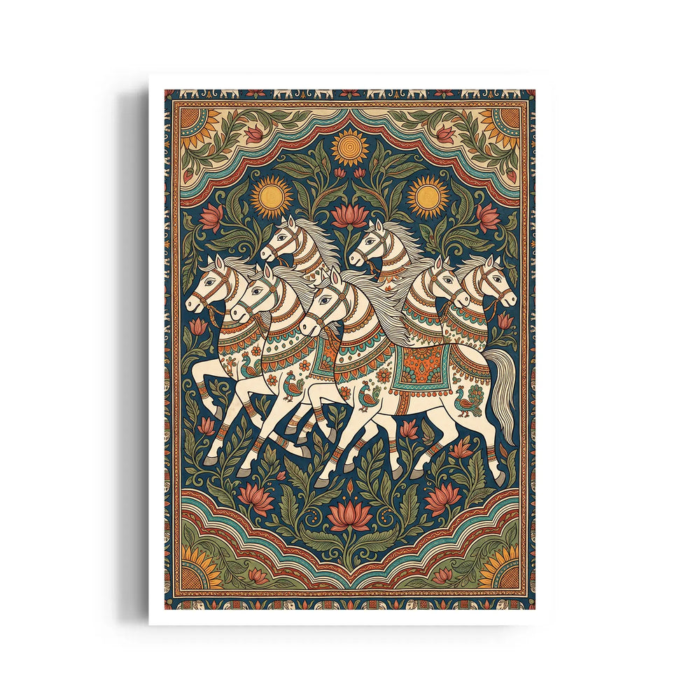 Kalamkari — 7 Horses Vastu Art
