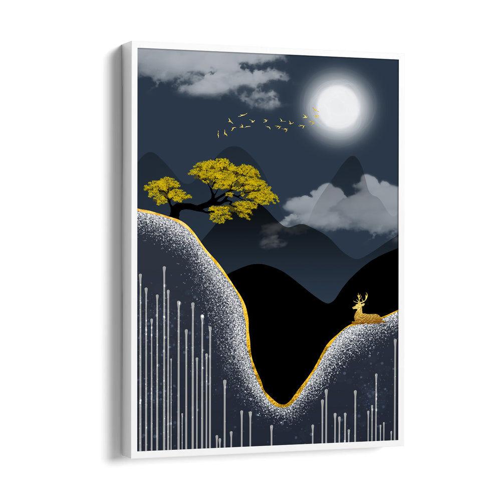 Moonlit Golden Valley – Landscape Modern Wall Art - Pillow Fights
