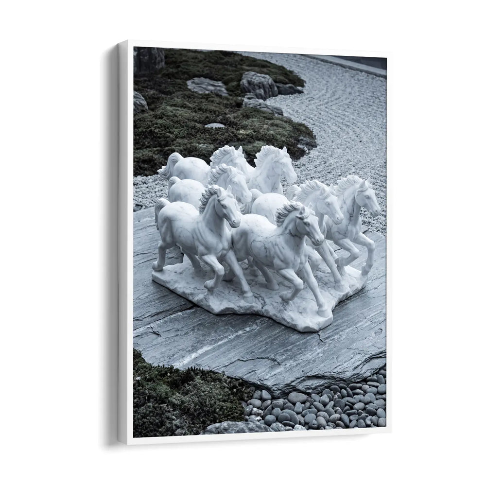 Marble Zen Gallop - 7 Horses Wall Art