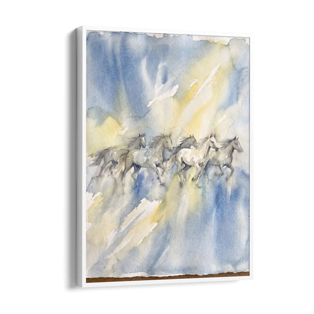 Watercolor Sky Motion — 7 Horses Vastu Art