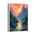 Sunlit Castle Valley River – Landscape Modern Wall Art - Pillow Fights