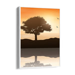 Amber Horizon Lone Tree – Landscape Modern Wall Art - Pillow Fights