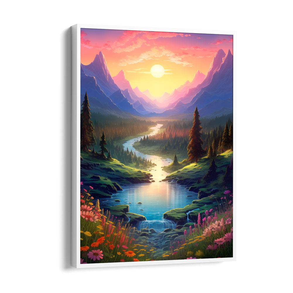 Eternal Sunrise Valley River - Landscape Modern Wall Art