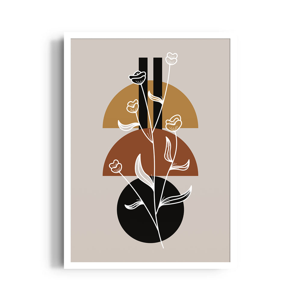 Boho Geometric Floral Contrast - Boho Modern Wall Art