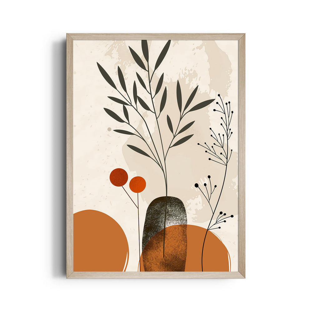 Boho Minimal Botanical Vase – Boho Modern Wall Art