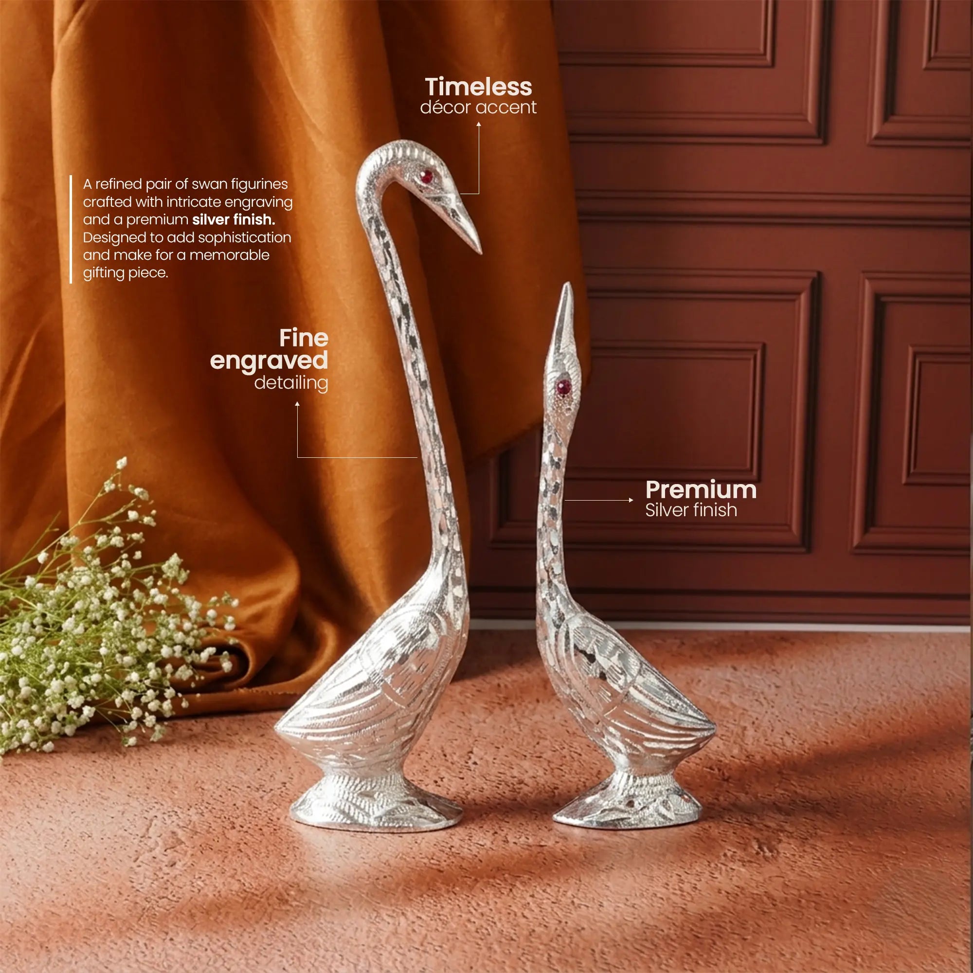 Royal German Silver Swan Pair – Handcrafted Decorative Sculpture