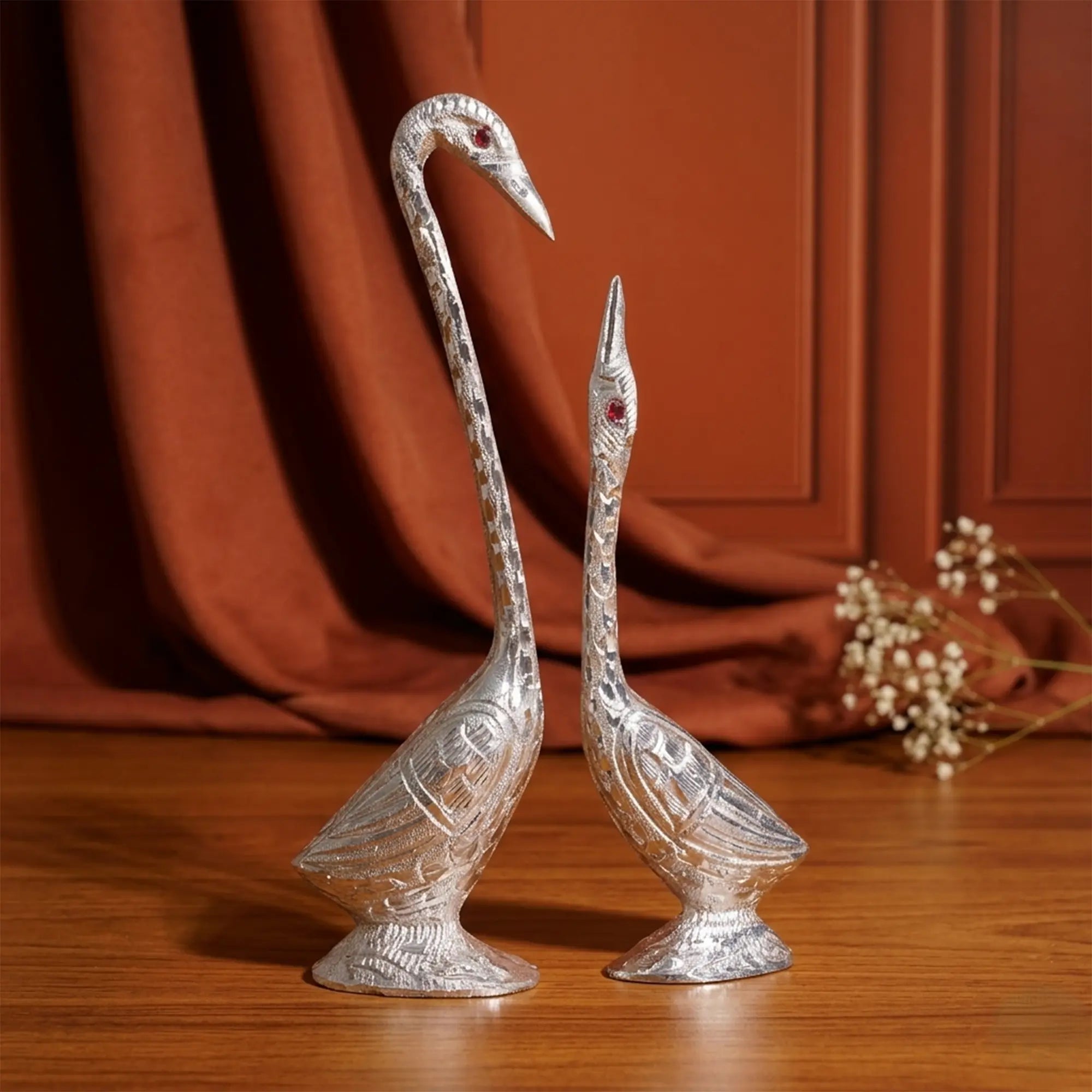 Royal German Silver Swan Pair – Handcrafted Decorative Sculpture