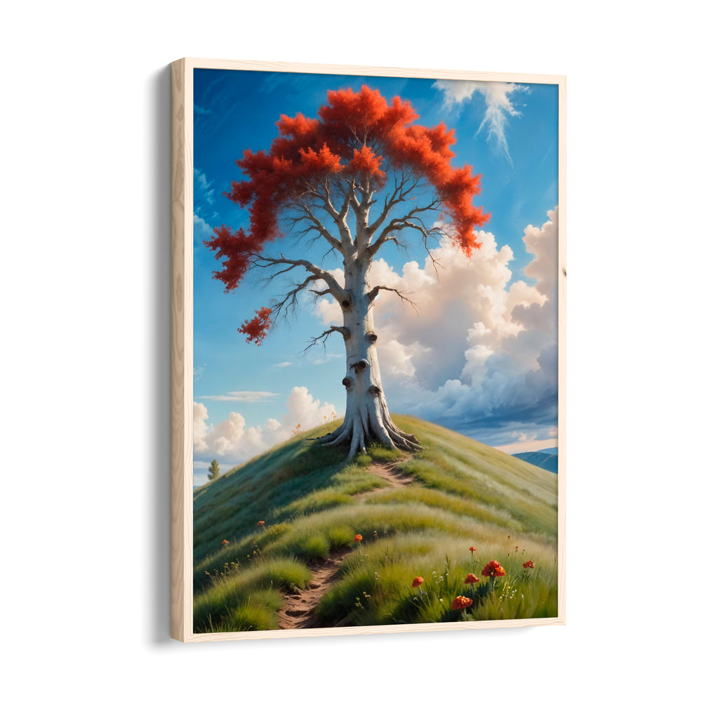 Scarlet Crown Hilltree – Landscape Modern Wall Art - Pillow Fights