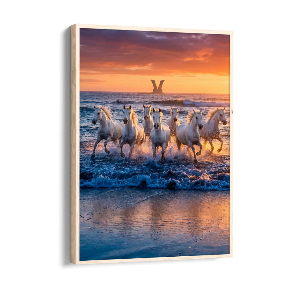 Majestic Shoreline Sprint - 7 Horses Wall Art