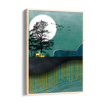 Emerald Moon Deer Haven – Landscape Modern Wall Art - Pillow Fights