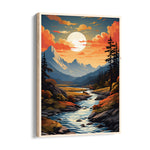 Autumn Moonlit Mountain Stream - Landscape Modern Wall Art - Pillow Fights
