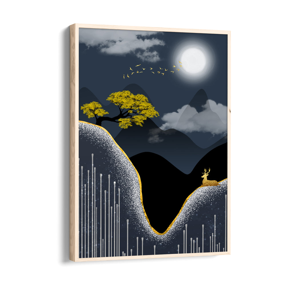 Moonlit Golden Valley – Landscape Modern Wall Art - Pillow Fights