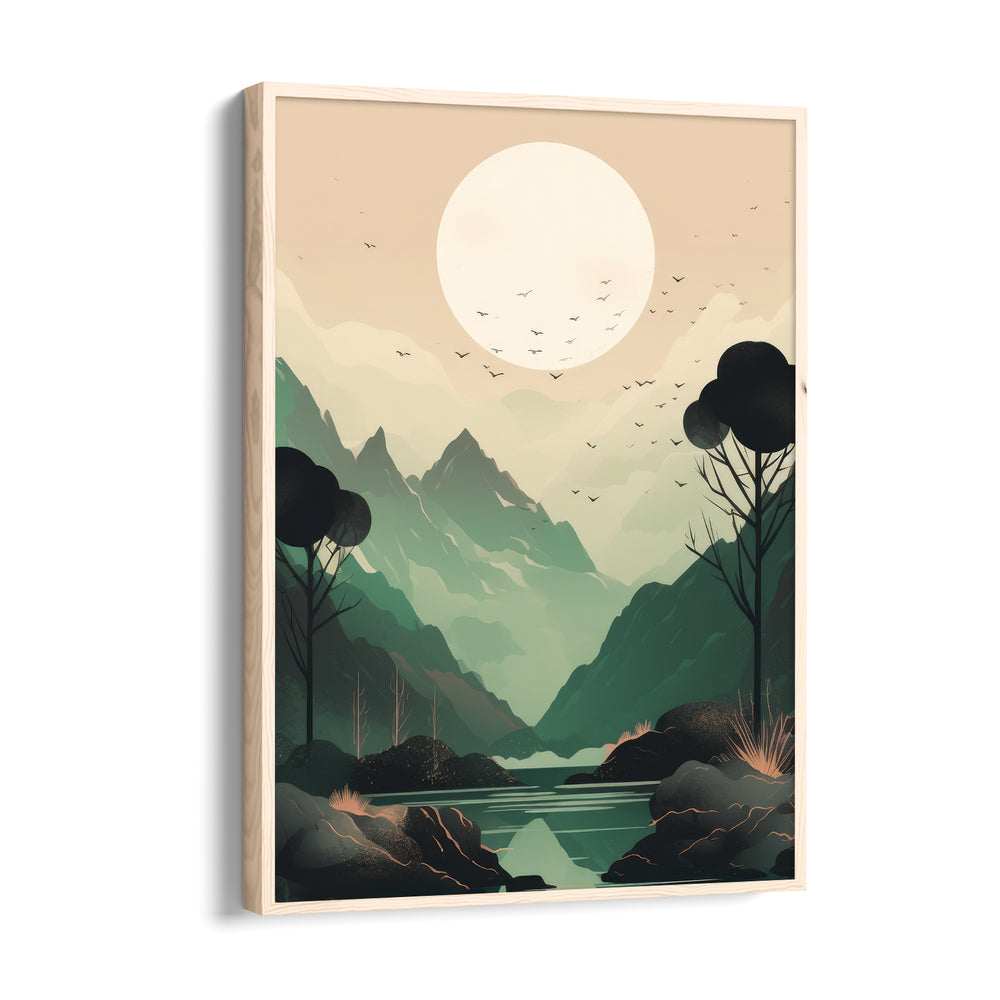 Emerald Valley Moonrise – Landscape Modern Wall Art - Pillow Fights