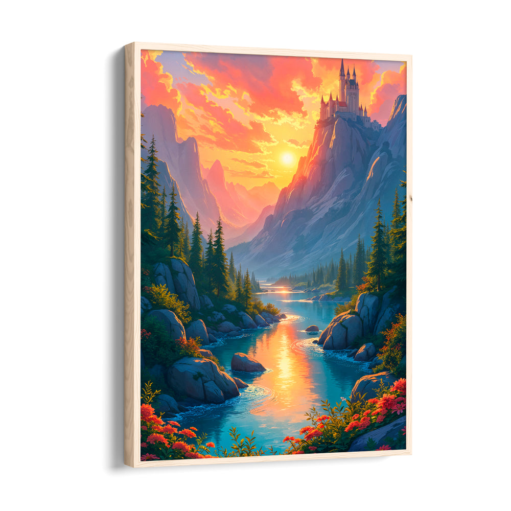 Sunlit Castle Valley River – Landscape Modern Wall Art - Pillow Fights